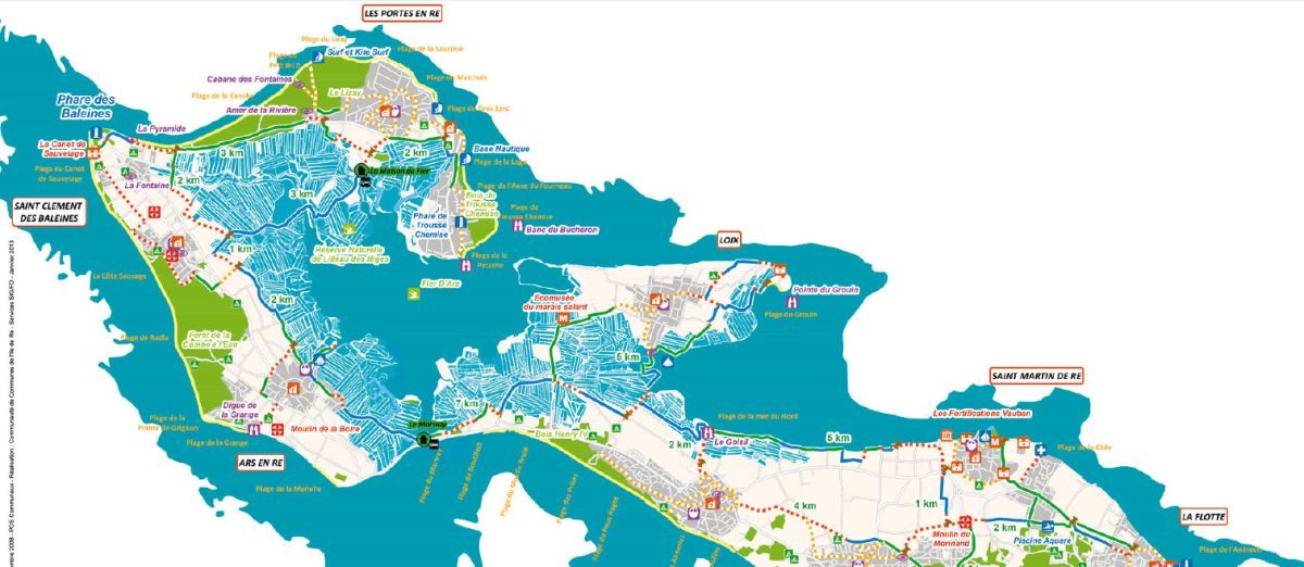 Carte des pistes cyclables | Ré à la Hune