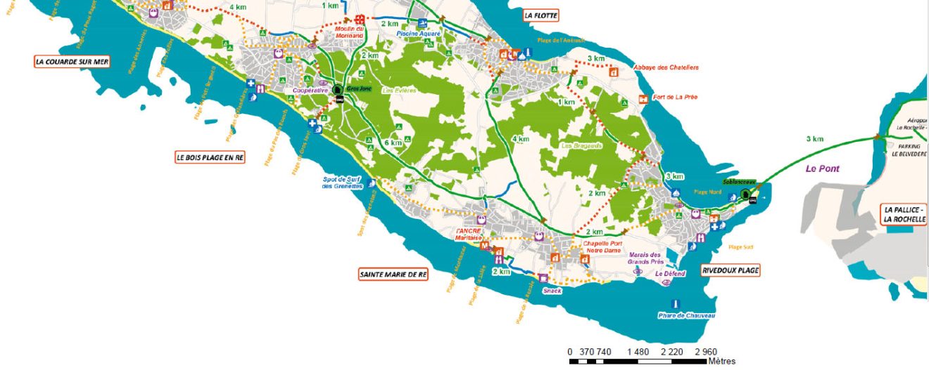 Carte des pistes cyclables | Ré à la Hune